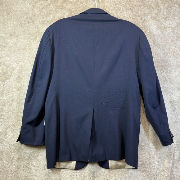 Vtg USA Made 40R Navy Blue Hopsack Gold Button Mens Blazer Sport Coat Jacket - Picture 7 of 9